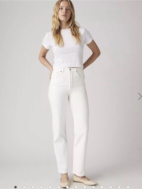 Levi's White High-Rise Straight Leg Jeans